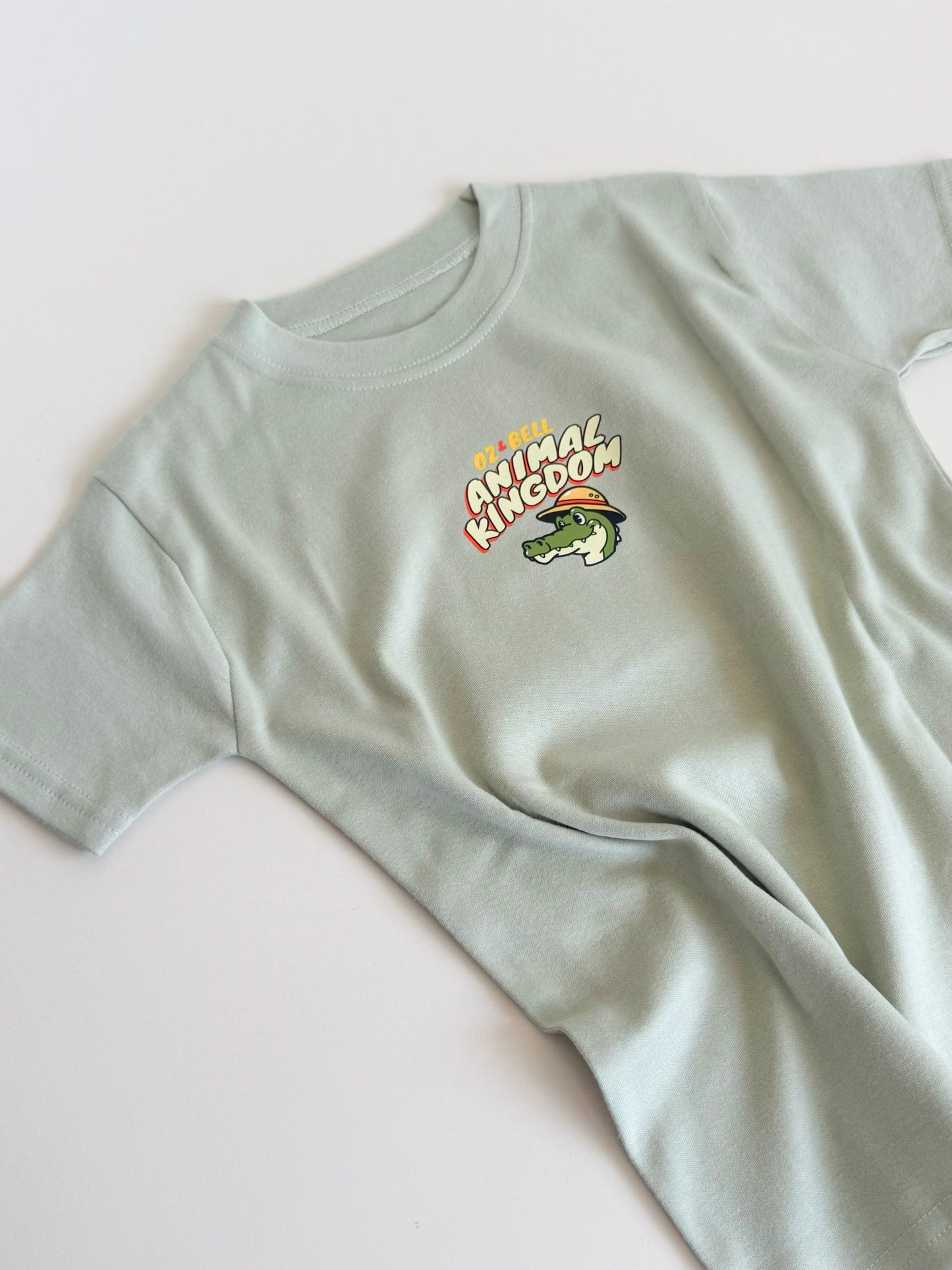Animal Kingdom Short Sleeve T-shirt in Sage Green, 100% Cotton