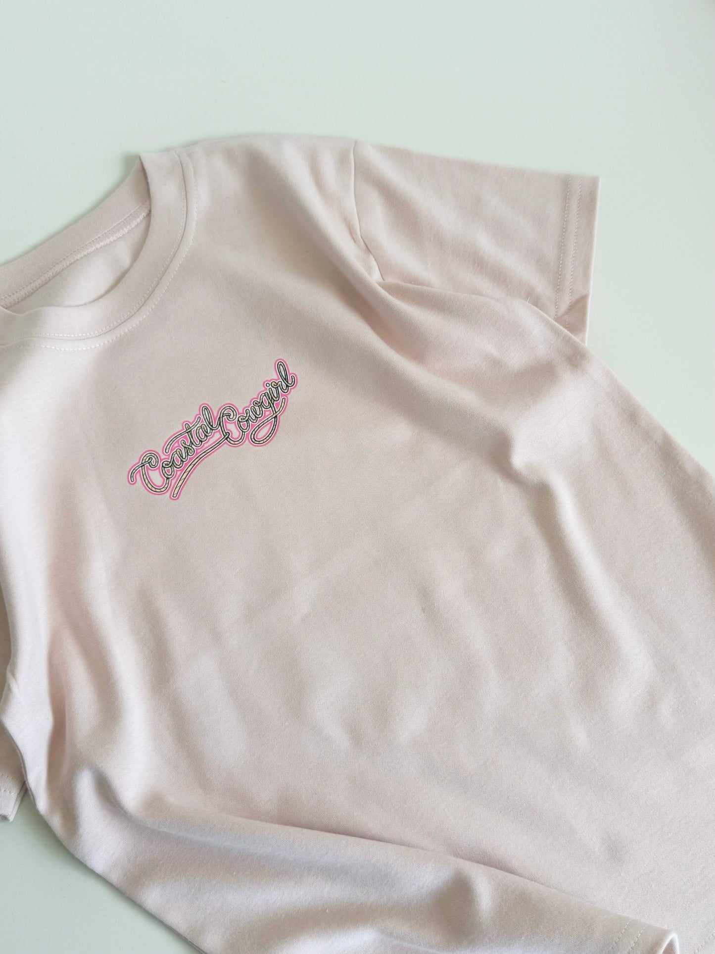 Costal Cowgirl Short Sleeve T-shirt in Blush, 100% Cotton