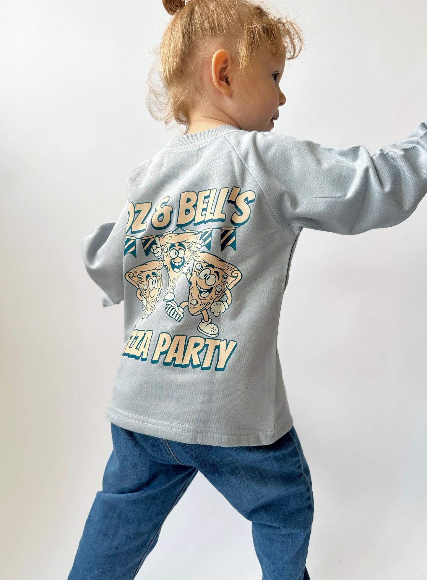 Pizza Party Lightweight Sweatshirt in Blue Ice 6 Years