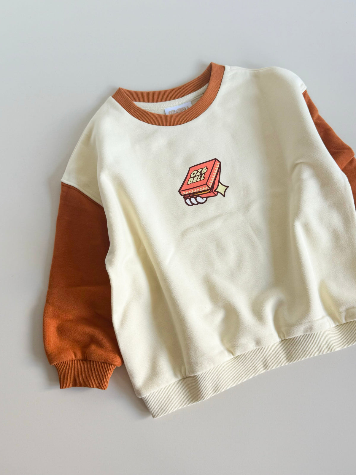 Pizza Planet Sweatshirt in Burnt/Cream Colourblock