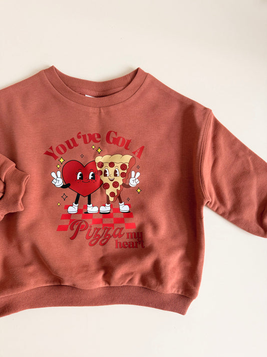 Pizza My Heart Sweatshirt in Chestnut