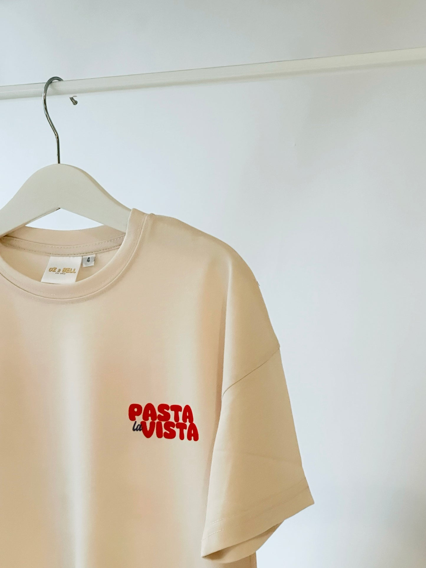 Pasta La Vista Dropped Sleeve T-shirt In Sand