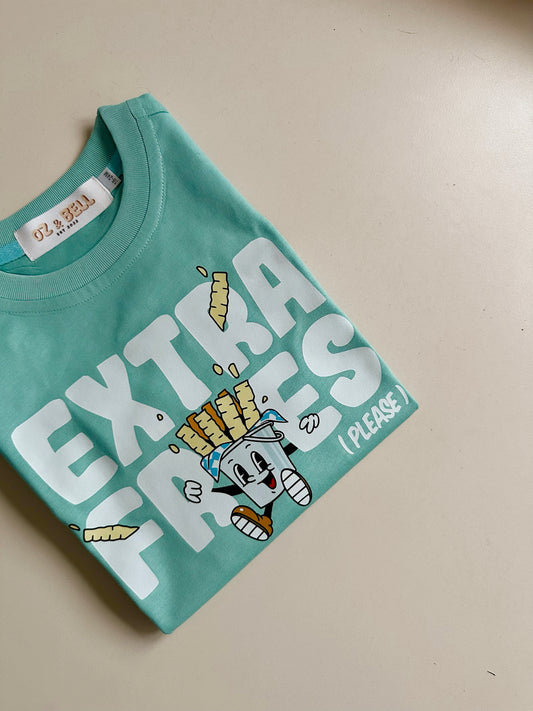 Extra Fries (Please) Long Sleeve T-shirt in Peppermint