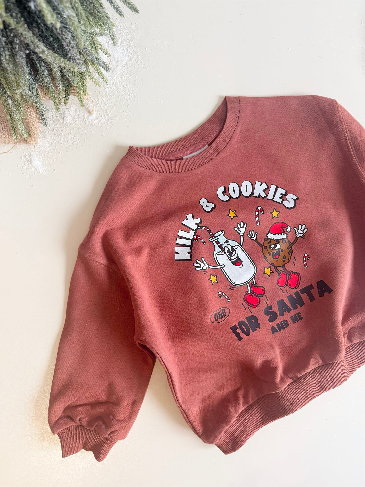 Milk & Cookies for Santa & Me Sweatshirt in Chestnut