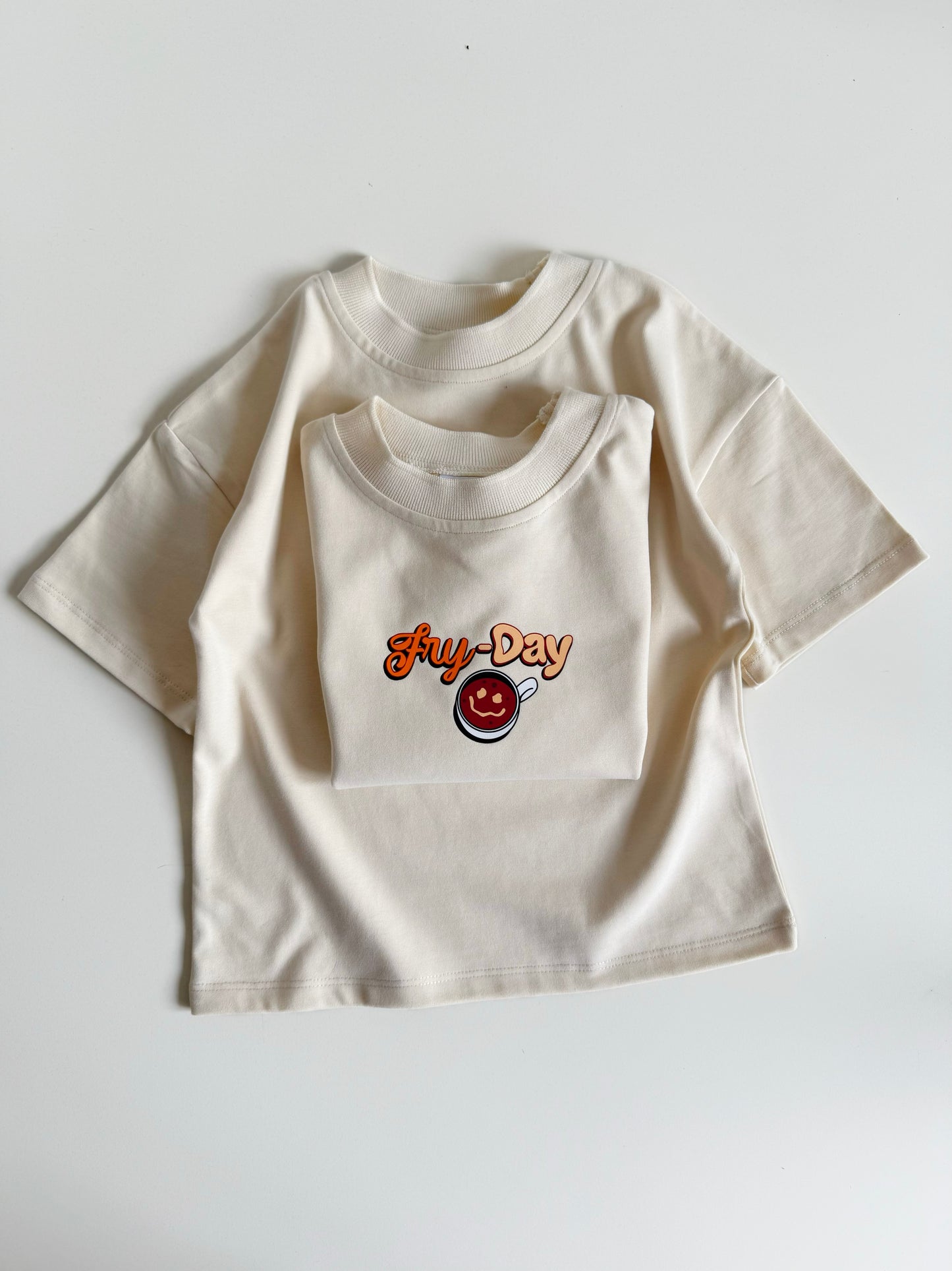 Feel Good Fry-Day Dropped Shoulder Cotton T-shirt in Buttercream