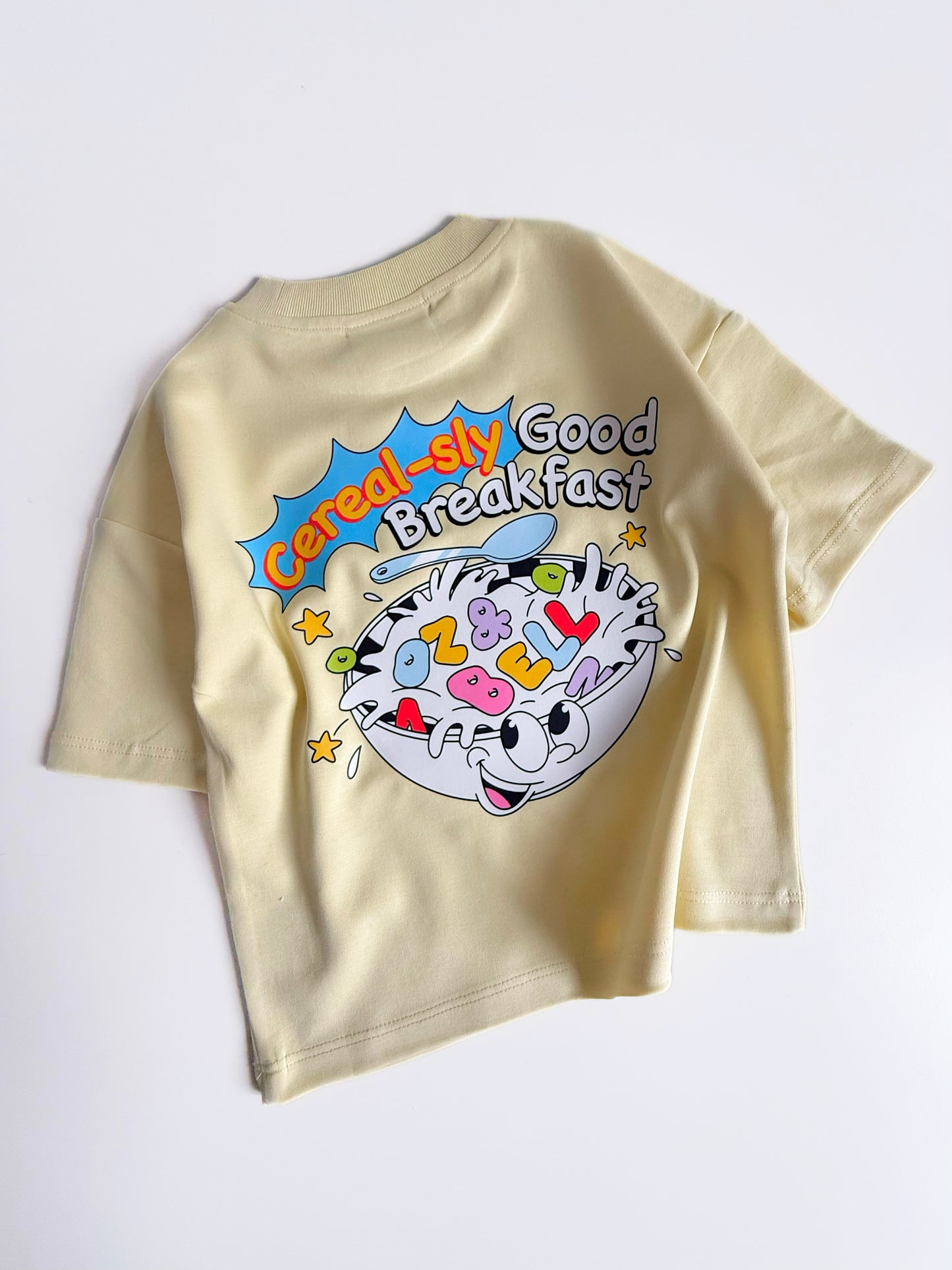 Cereal-Sly Good Breakfast Dropped Shoulder Cotton T-shirt in Butter