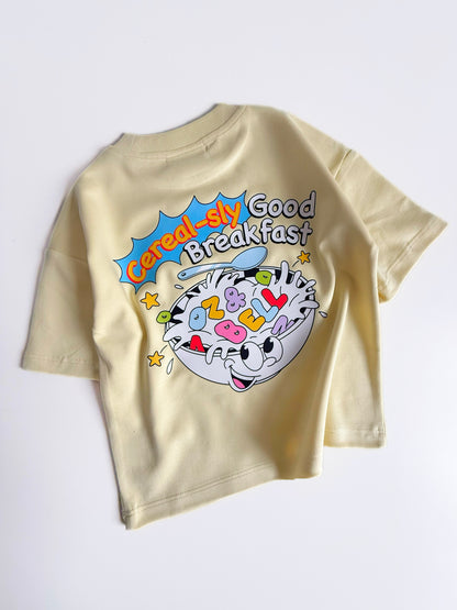 Cereal-Sly Good Breakfast Dropped Shoulder Cotton T-shirt in Butter