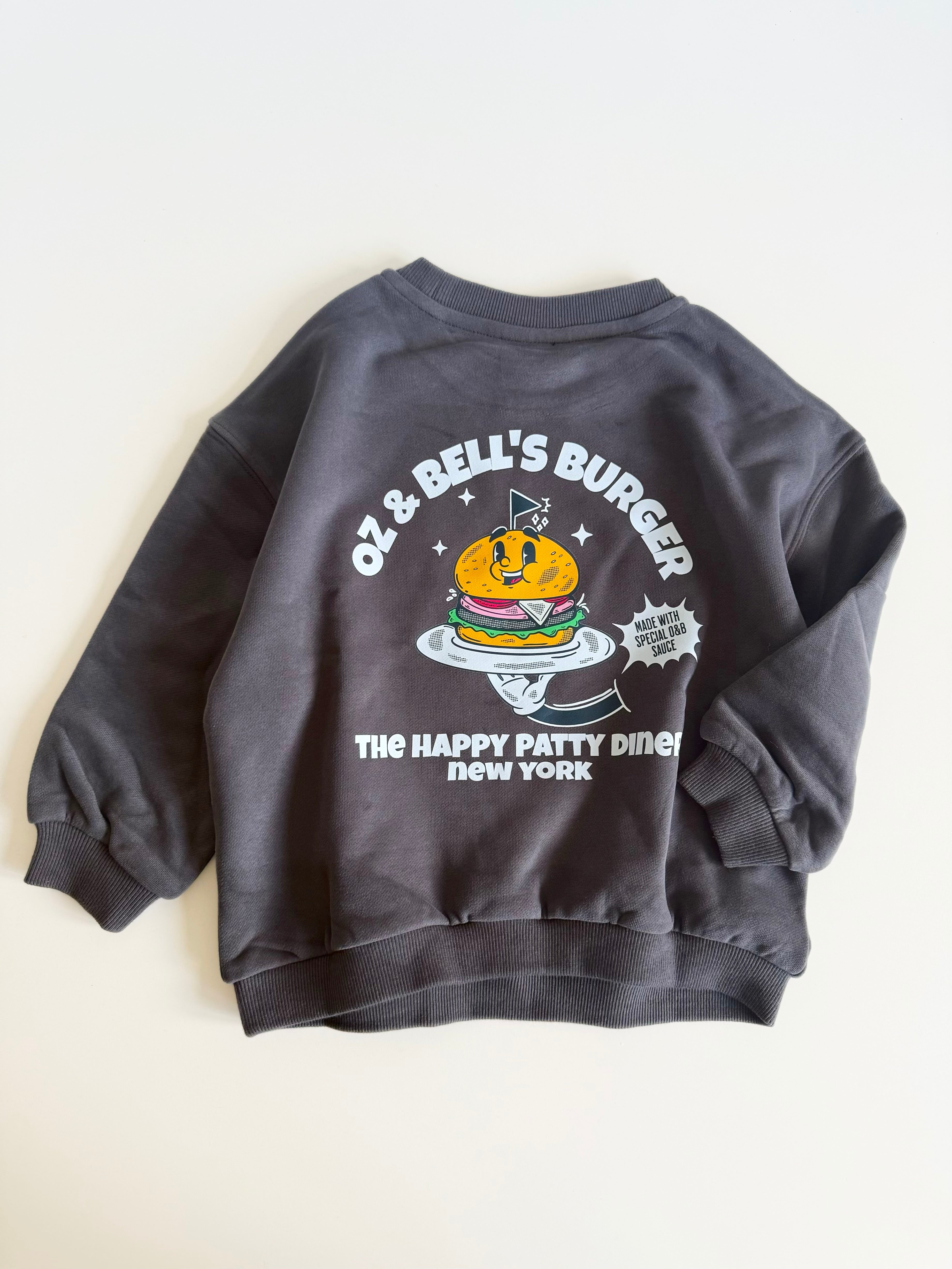 Oz & Bell's Burger Sweatshirt in Charcoal