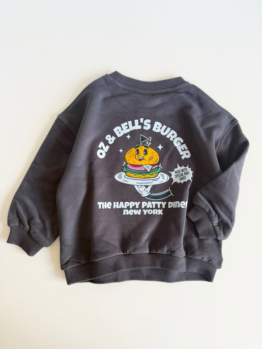 Oz & Bell's Burger Sweatshirt in Charcoal
