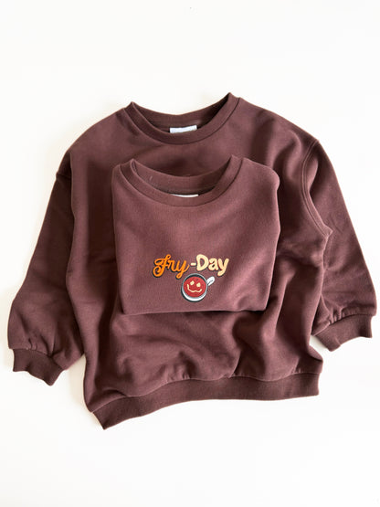 Feel Good Fry-Day Sweatshirt in Chocolate