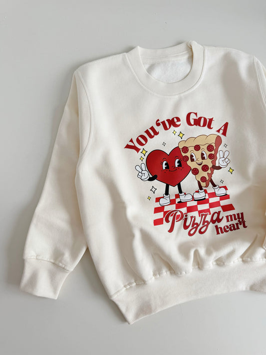Pizza My Heart Sweatshirt in Cream/Blush