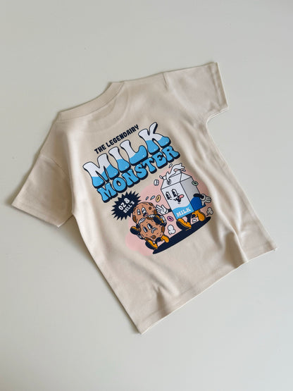 Milk Monster Short Sleeve 100% Cotton T-shirt in neutral