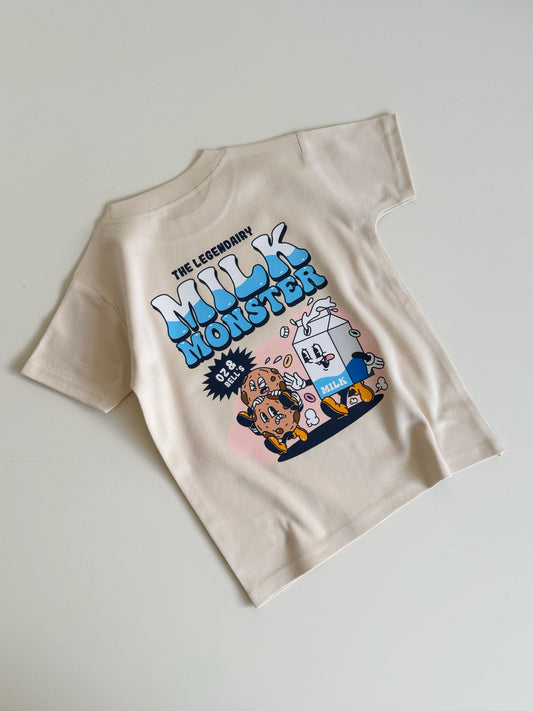 Milk Monster Short Sleeve 100% Cotton T-shirt in neutral