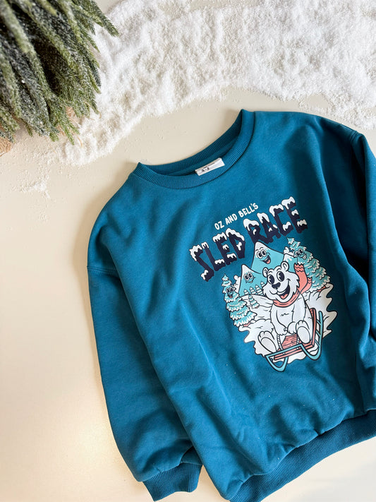 Sled Race Sweatshirt in Jewel