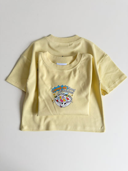 Cereal-Sly Good Breakfast Dropped Shoulder Cotton T-shirt in Butter
