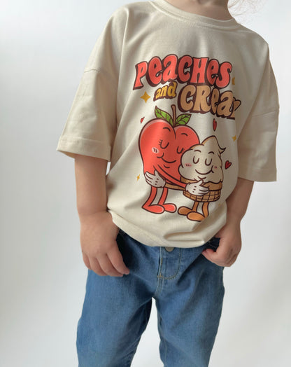 Peaches & Cream Dropped sleeve T-shirt In Sand