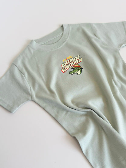 Animal Kingdom Short Sleeve T-shirt in Sage Green, 100% Cotton