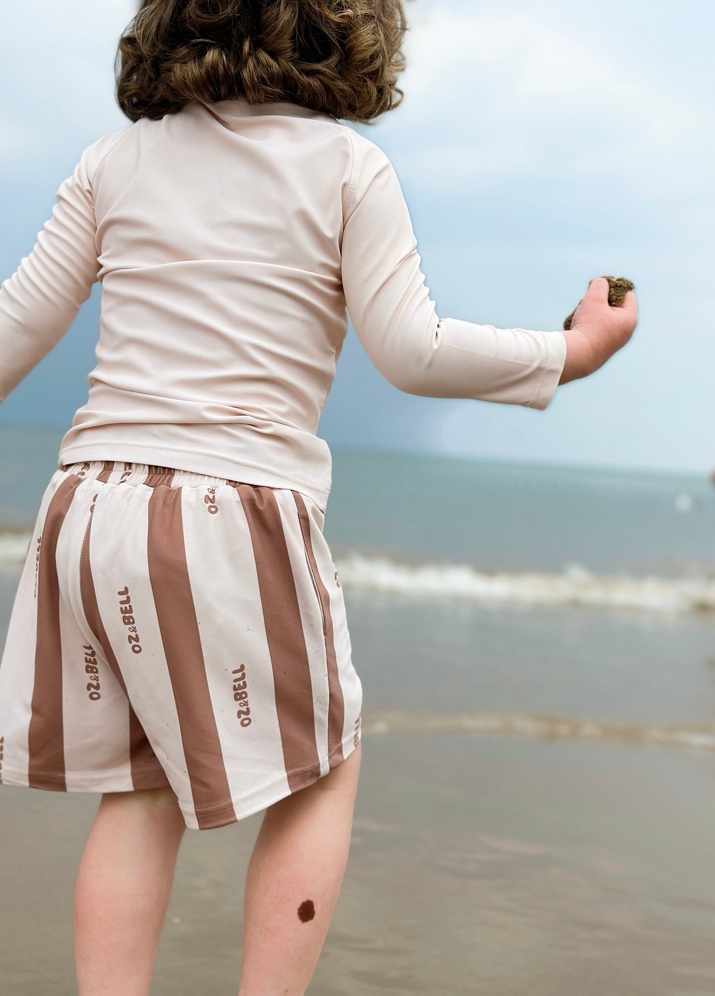 The Neutral Stripe Swim Set, UPF 50 Swim Shorts And Rash Vest