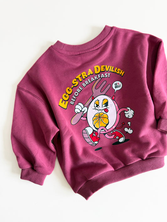 Egg-stra Devilish Sweatshirt in Cranberry