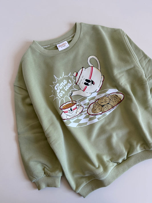 Ready To Ship: Time For Tea Sweatshirt 5-6 years
