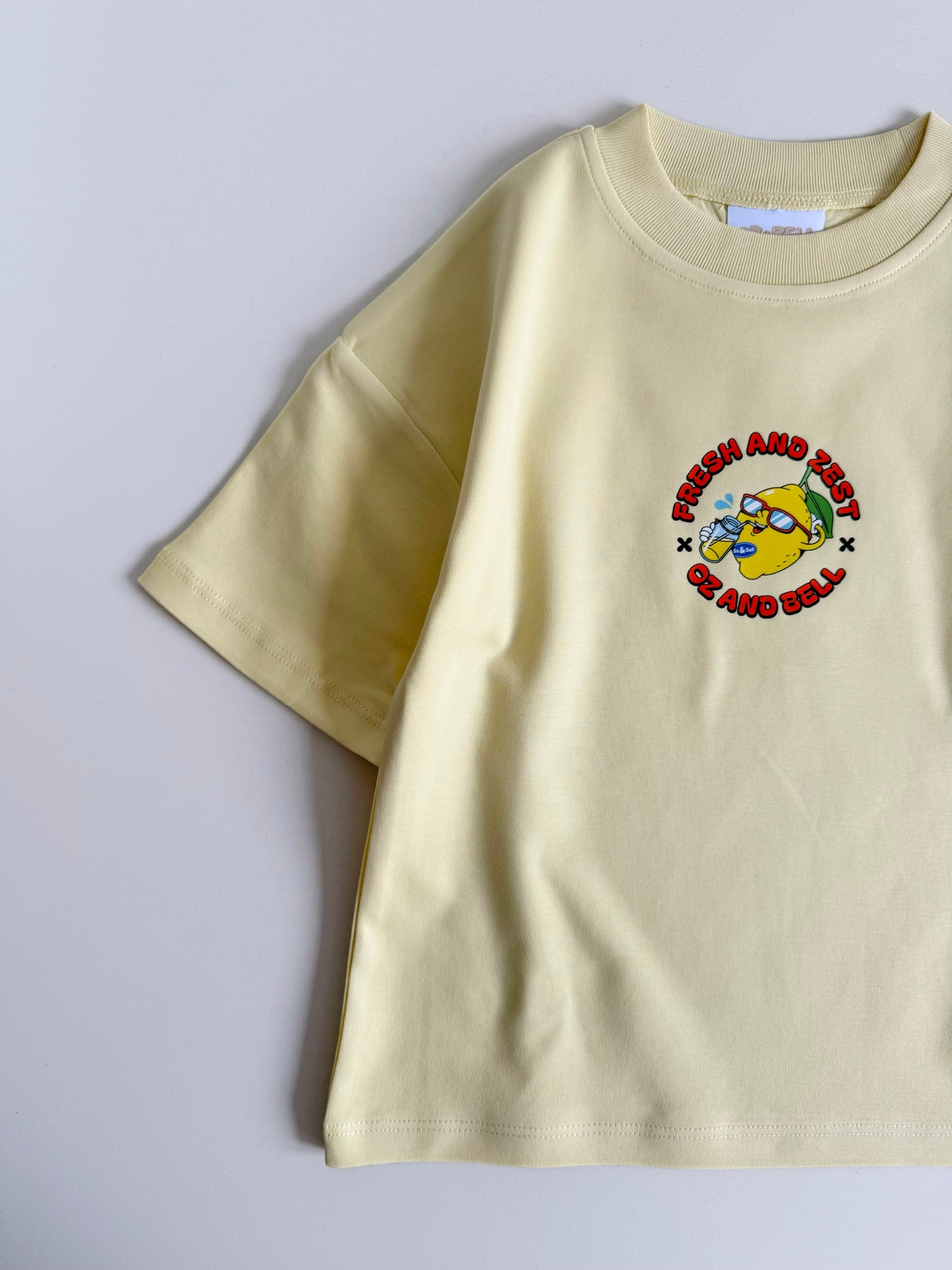 Fresh & Zest Dropped Shoulder 100% Cotton T-shirt in Butter Yellow