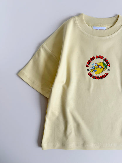 Fresh & Zest Dropped Shoulder 100% Cotton T-shirt in Butter Yellow