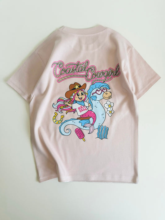Costal Cowgirl Short Sleeve T-shirt in Blush, 100% Cotton