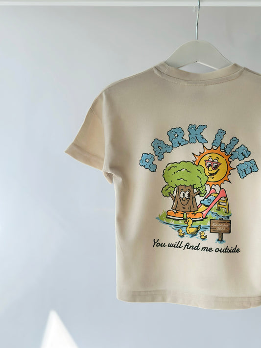 Park Life Dropped Sleeve T-shirt In Sand