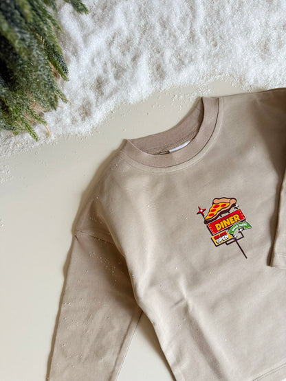 Crustmas Is Served Long Sleeve T-shirt 100% Cotton in Pebble