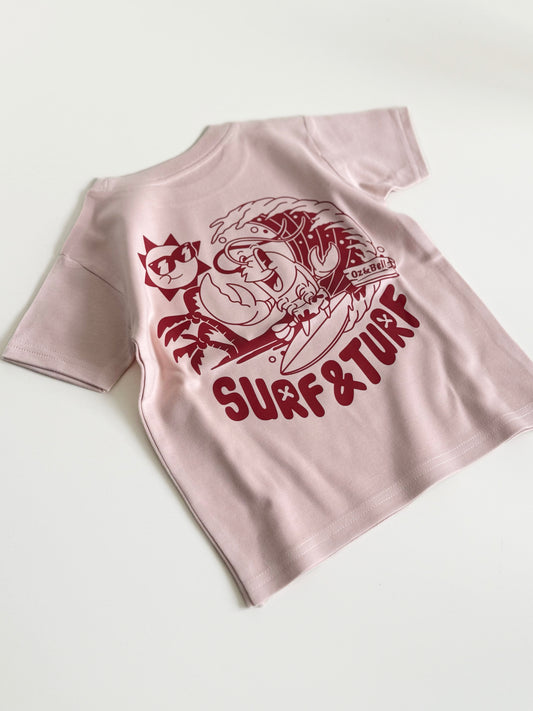 Surf & Turf 100% Cotton Short Sleeve T-shirt in Blush
