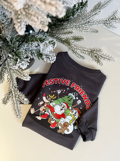 Festive Friends Sweatshirt in Charcoal
