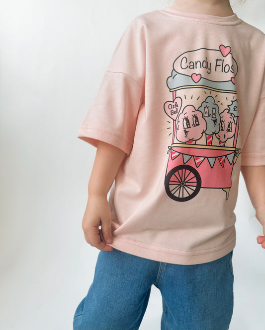 Candyfloss Dropped Shoulder T-shirt in Flossy