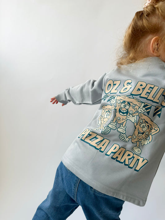 Pizza Party Lightweight Sweatshirt in Blue Ice