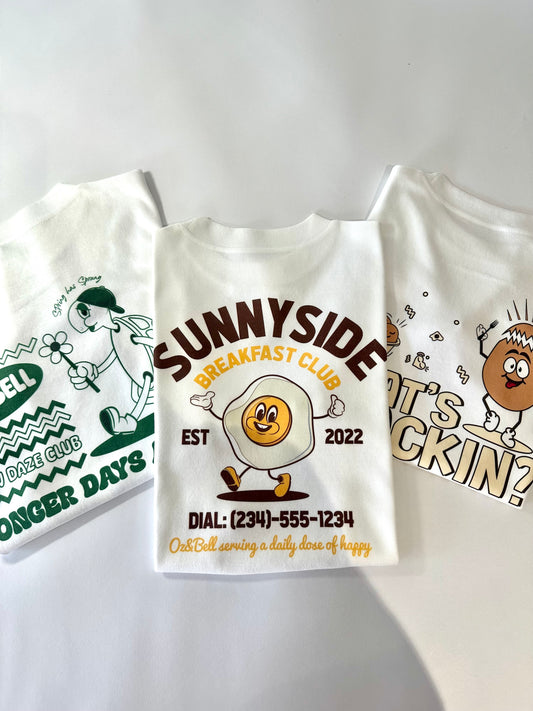 Sunnyside Breakfast White Club Short Sleeve T-shirt