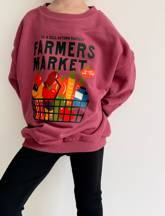 Farmers Market Sweatshirt in Cranberry