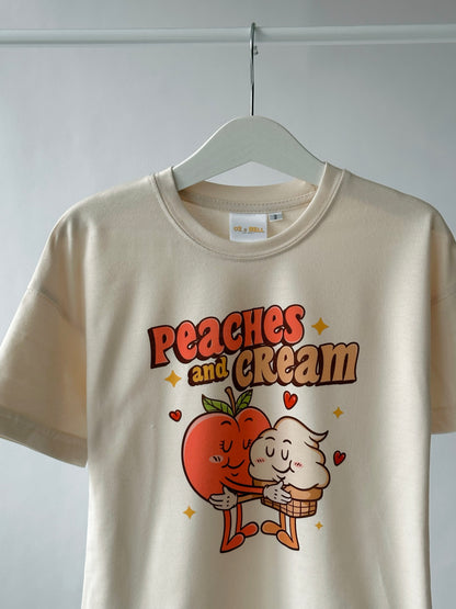 Peaches & Cream Dropped sleeve T-shirt In Sand