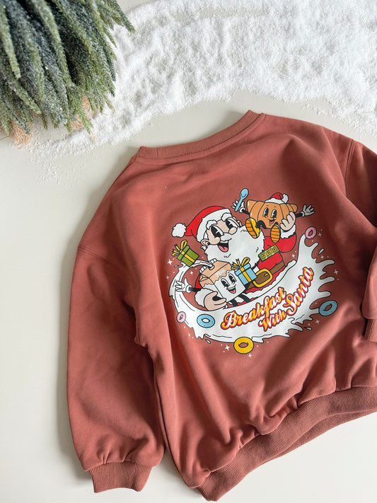Breakfast With Santa Sweatshirt in Chestnut