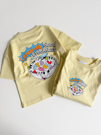 Cereal-Sly Good Breakfast Dropped Shoulder Cotton T-shirt in Butter